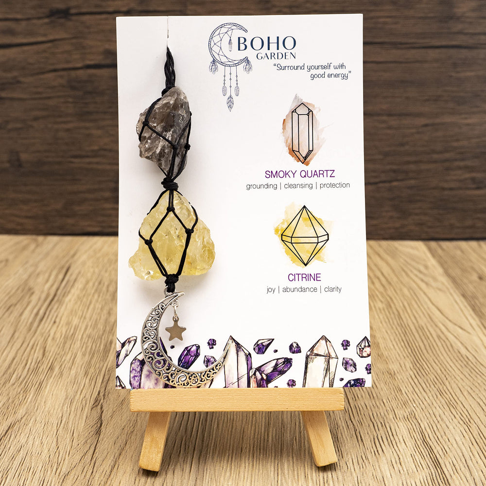 Boho Garden citrine car charm with moon for a mood-boosting drive