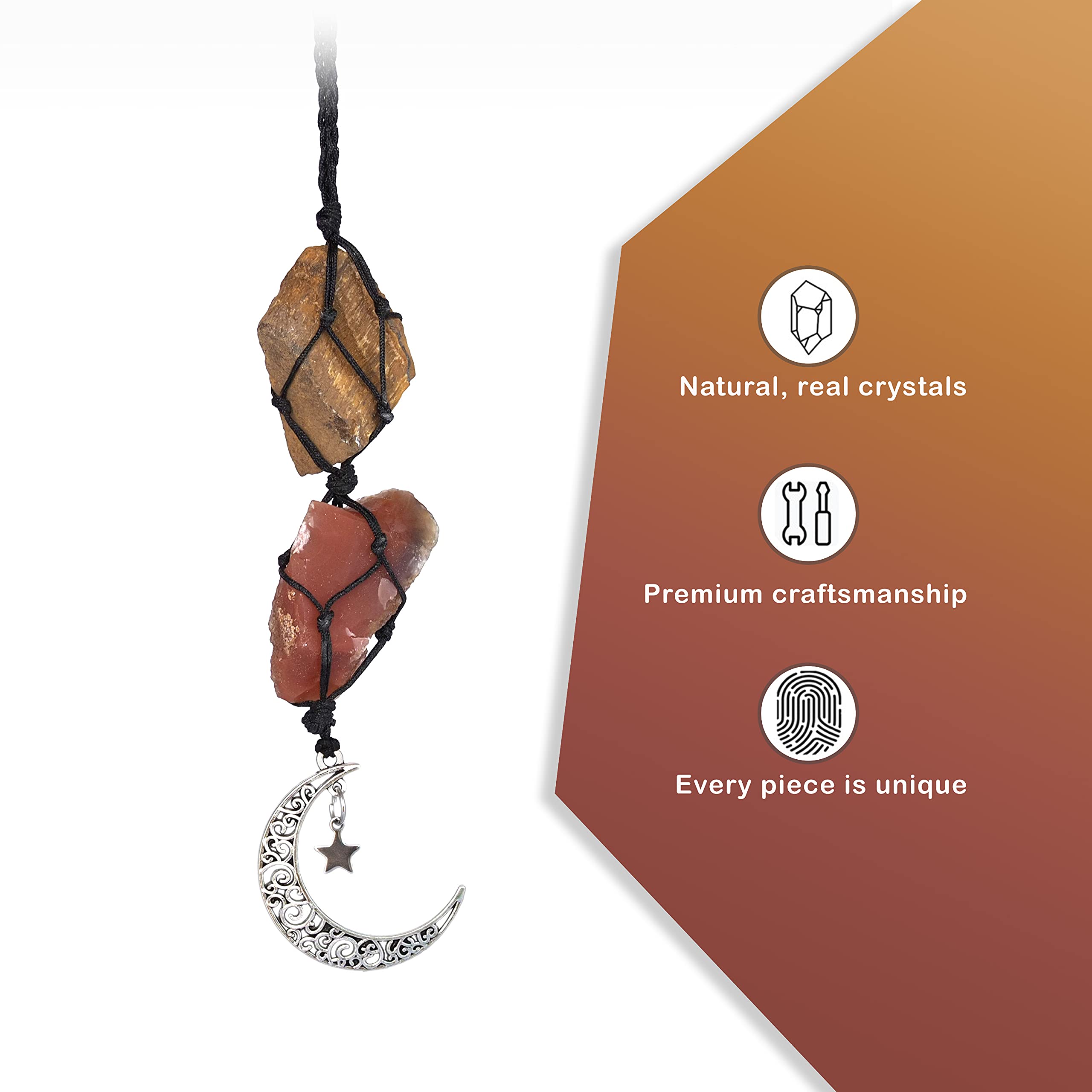 BOHO GARDEN crescent moon and star crystals elevate car decor aesthetics