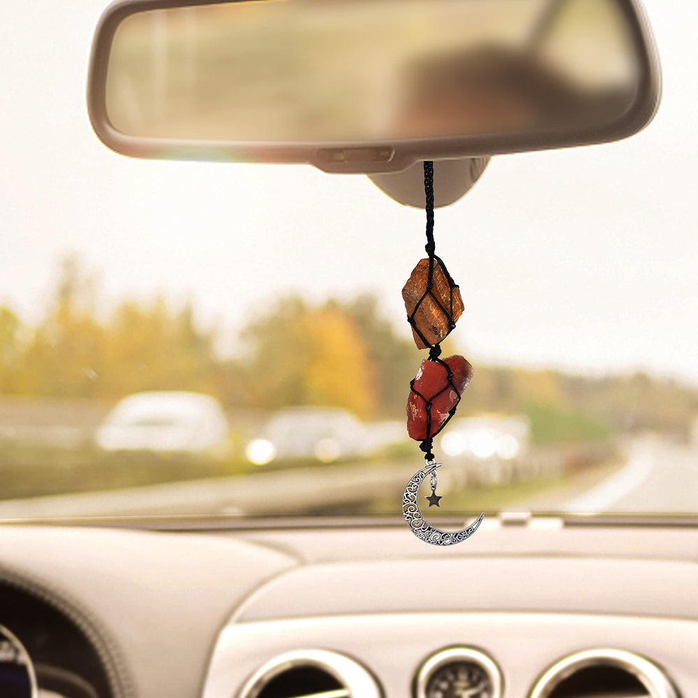 BOHO GARDEN hanging car charm with a dangling moon adds style and positive vibes