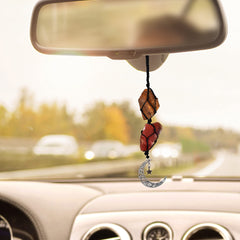 BOHO GARDEN hanging car charm with a dangling moon adds style and positive vibes