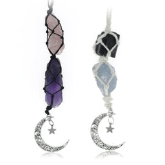 BOHO GARDEN Hanging Car Charm with rose quartz and amethyst for calm driving