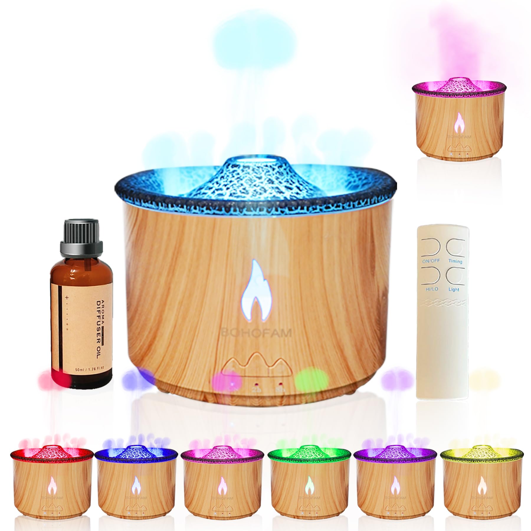 BOHOFAM aroma diffuser with wood grain finish adding natural elegance to the living room