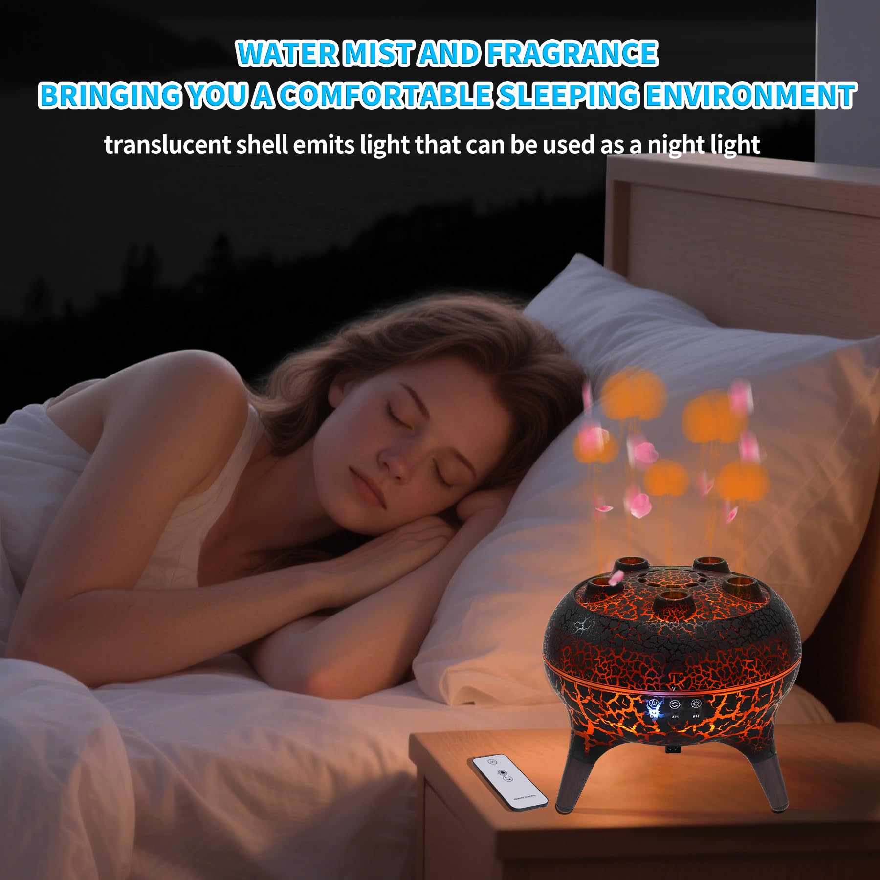 BOHOFAM diffuser seven-color lights glow softly in room