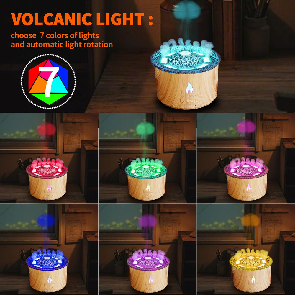 BOHOFAM diffuser shown in volcano mode for dramatic mist and fragrance