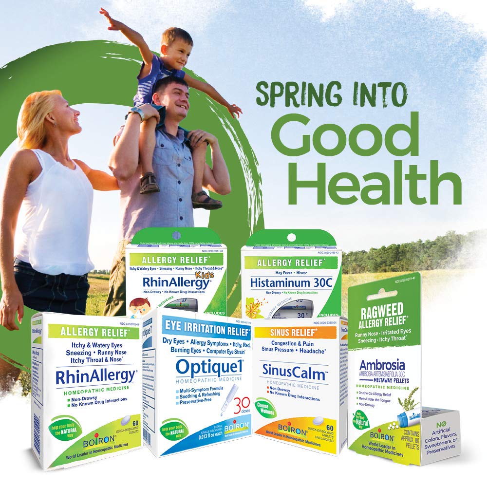 Boiron allergy line display with Ambrosia among other products.