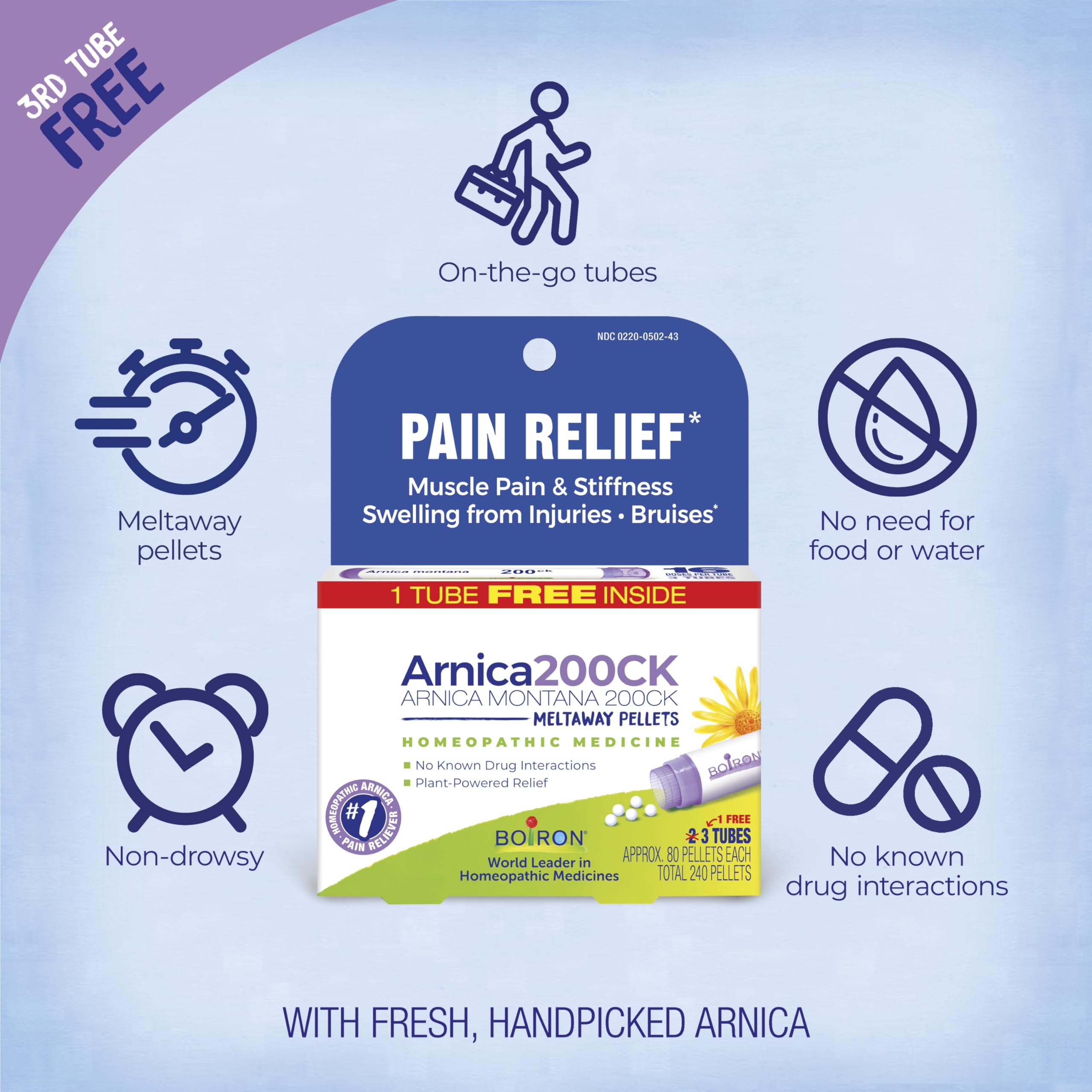 Boiron Arnica 200CK eases muscle pain and stiffness after activity.