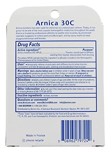 Boiron Arnica 30C tubes in a three-pack for on-the-go comfort