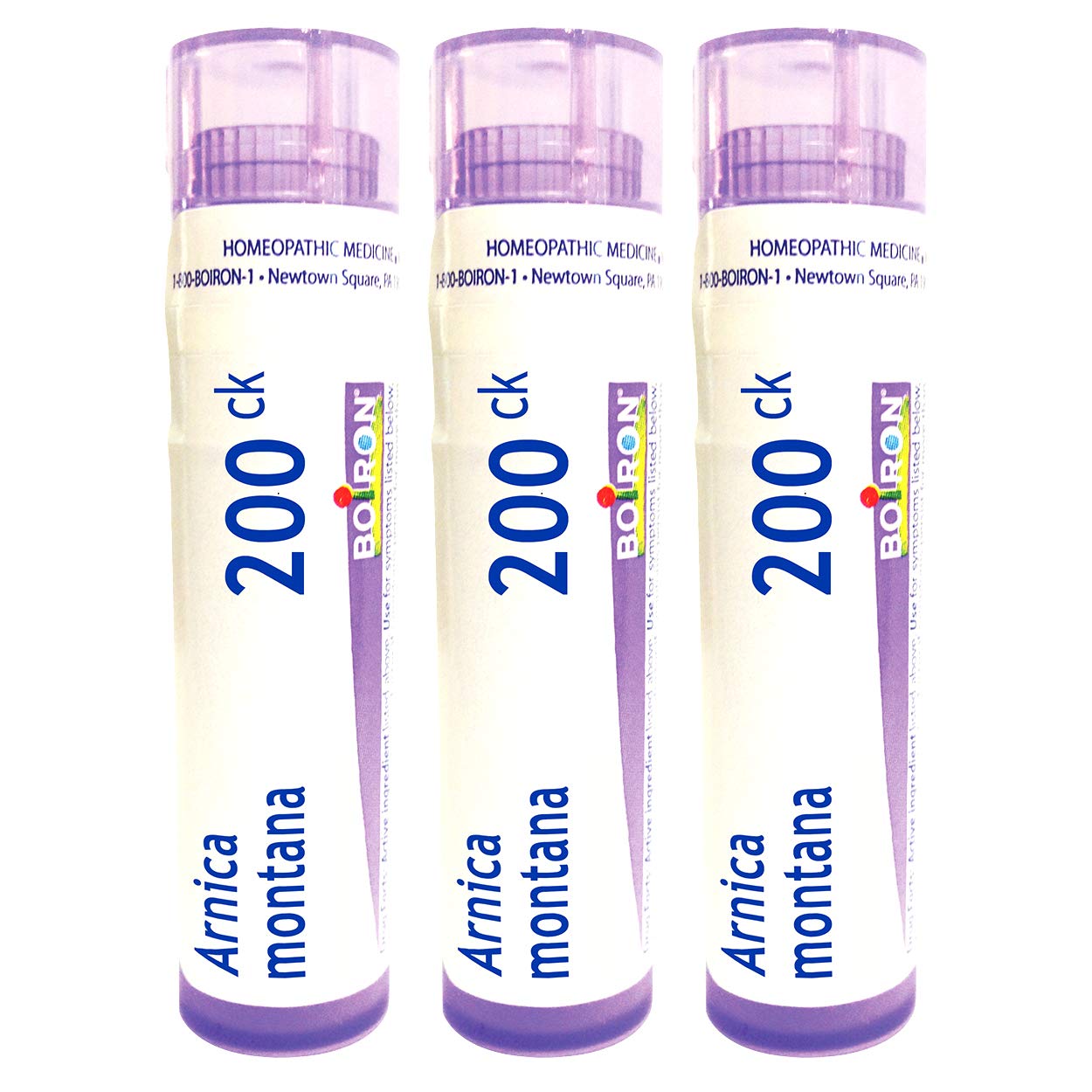 Boiron Arnica Montana pellets in tubes for temporary muscle relief when used as directed.