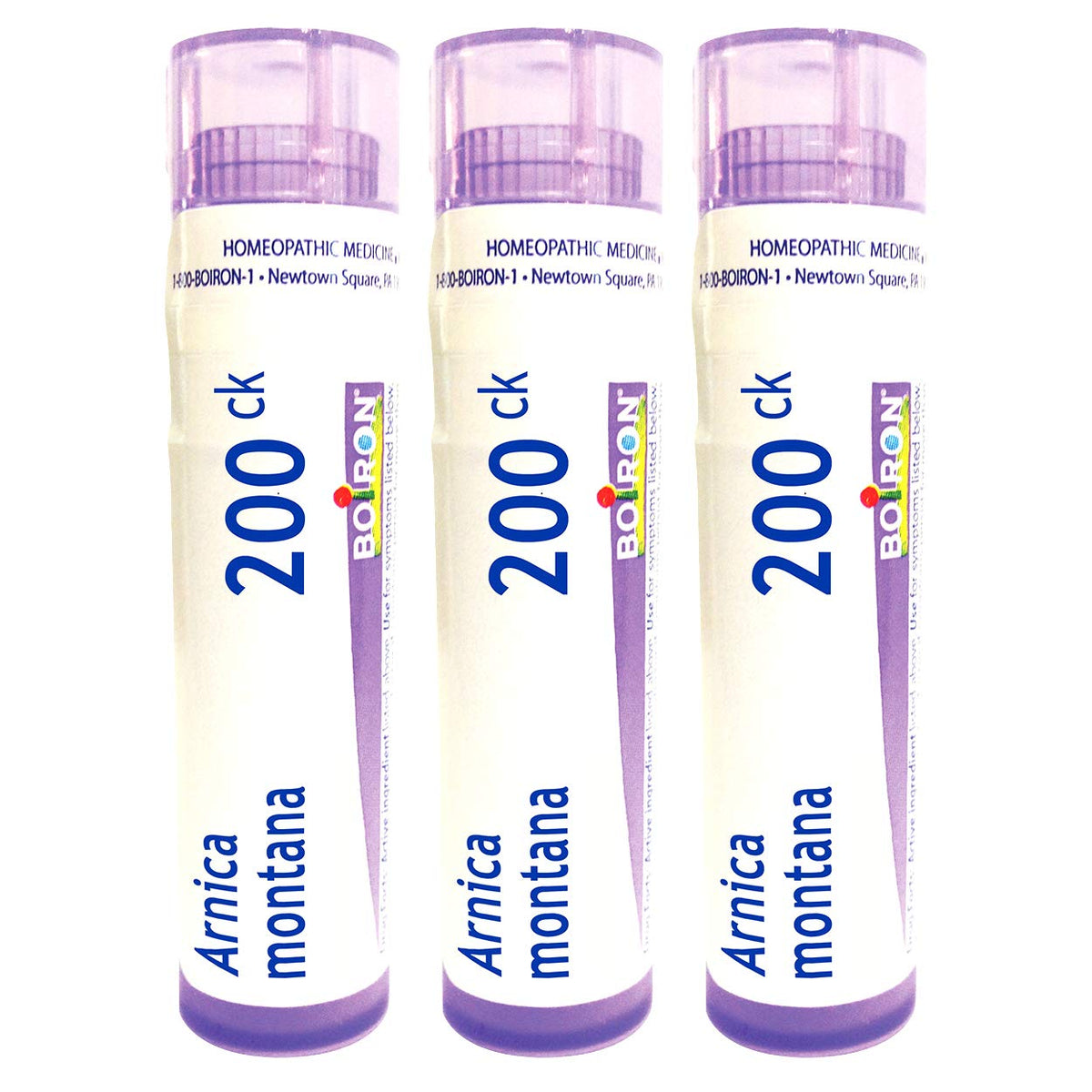Boiron Arnica Montana pellets in tubes for temporary muscle relief when used as directed.