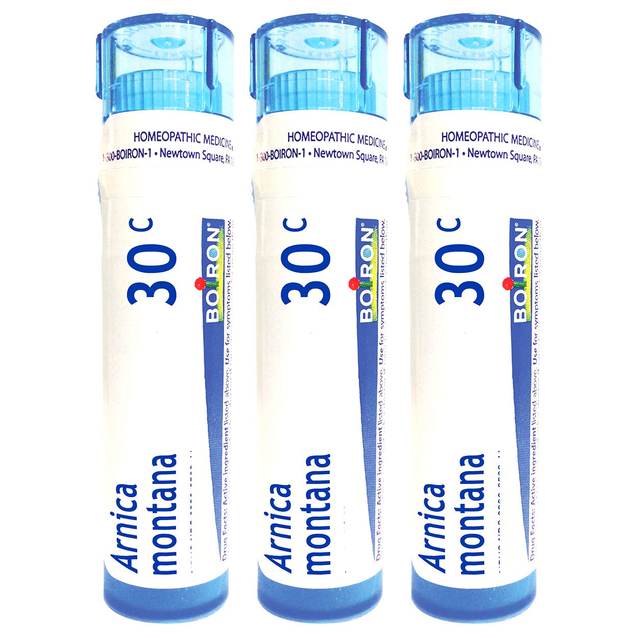Boiron Arnica Montana 30C pellets in a tube for quick, portable symptom support