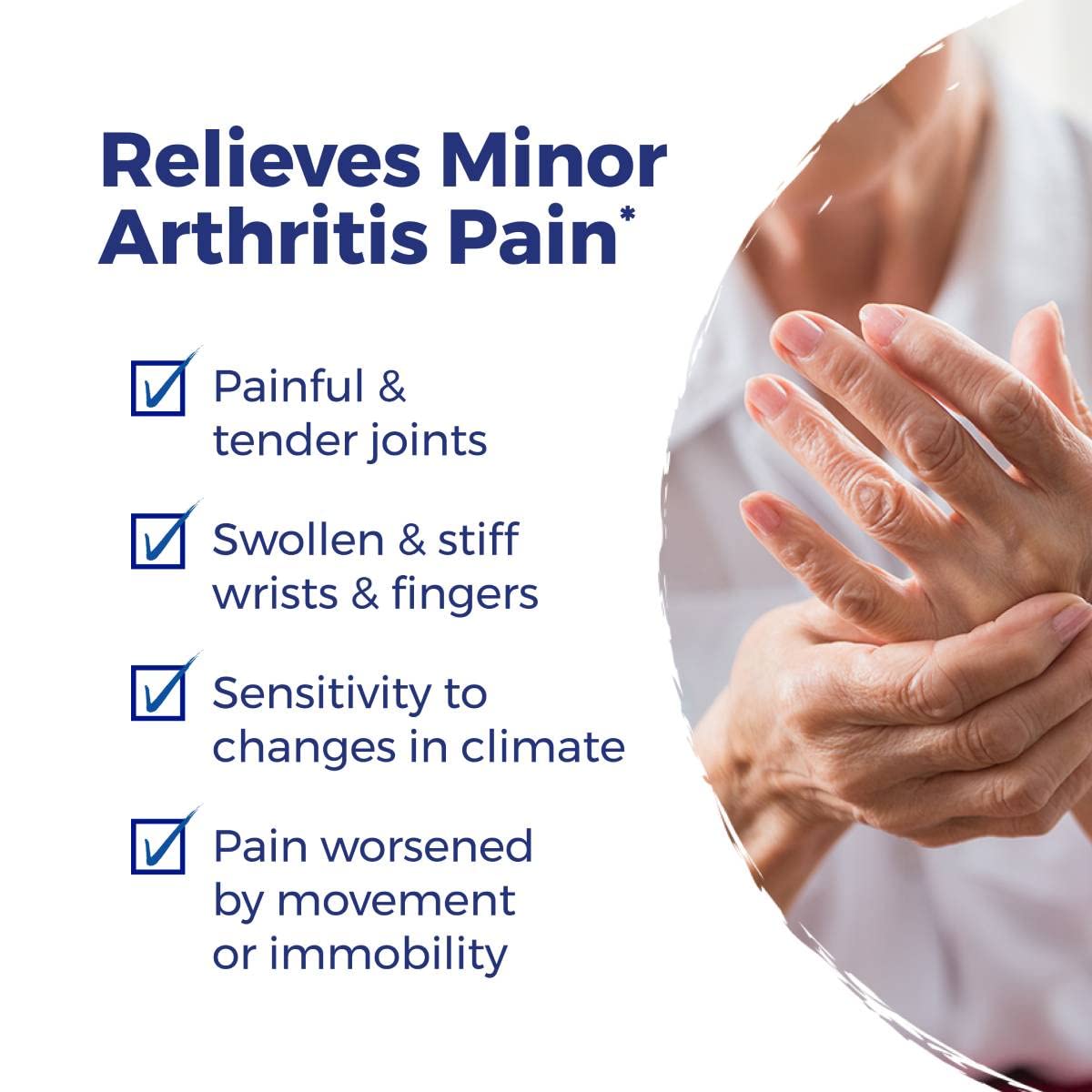Boiron Arnicare Arthritis Tablets dissolving in mouth for quick flare-up relief.