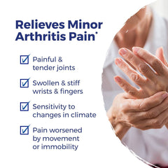 Boiron Arnicare Arthritis Tablets dissolving in mouth for quick flare-up relief.
