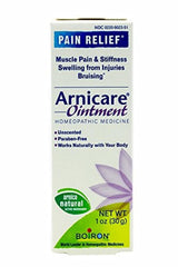 Boiron Arnicare ointment jar close-up for soothing minor injuries and bruises.