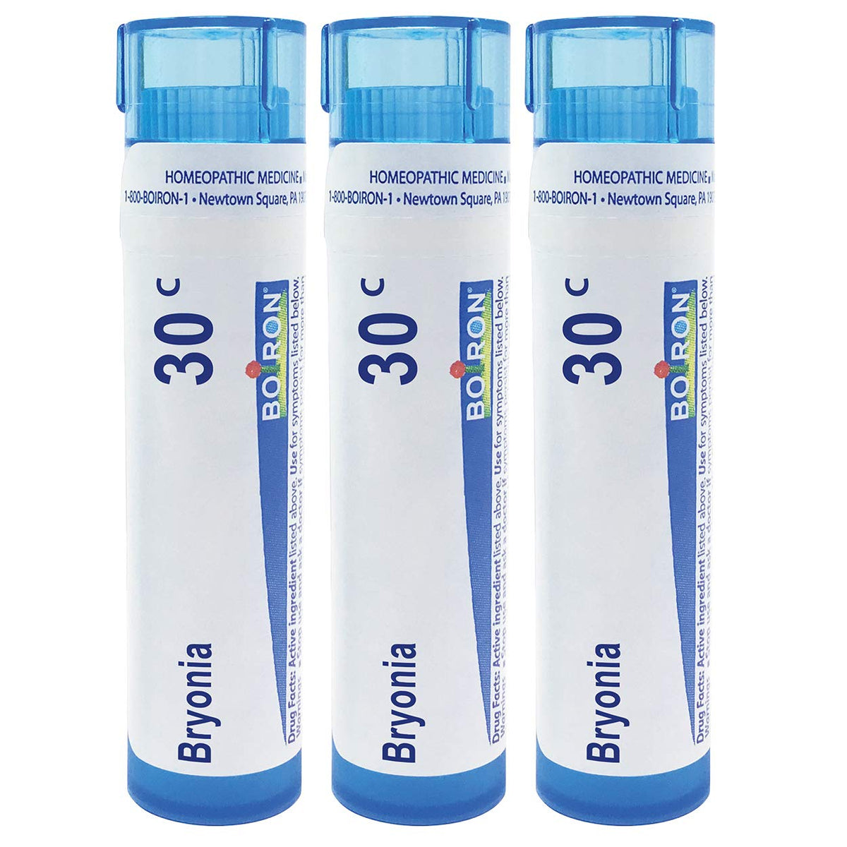 Boiron Bryonia 30c bottle pellets ready for quick relief on the go.