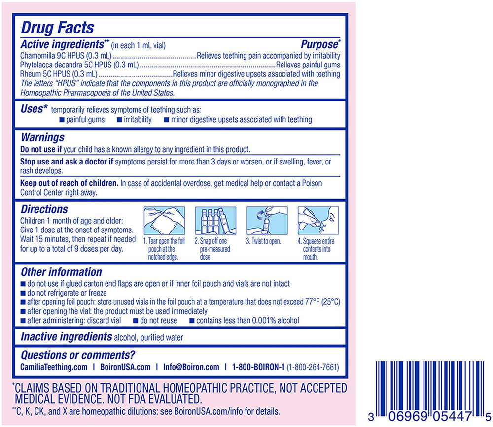 Pre-measured Camilia drops vials for easy dosing
