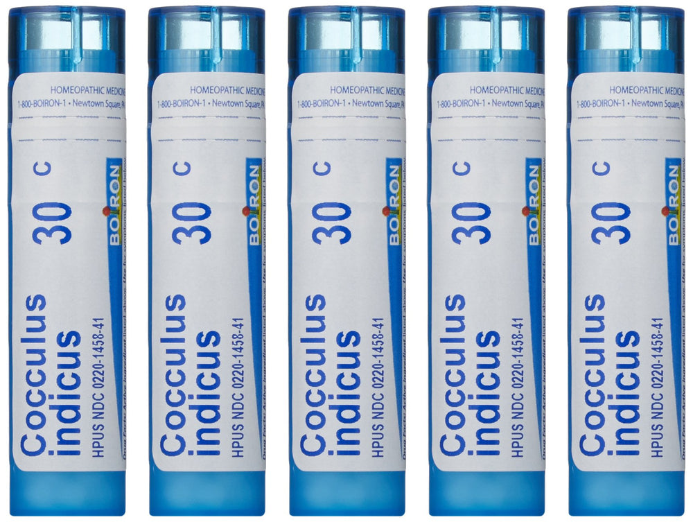 Boiron Cocculus Indicus 30C packaging supports travel-friendly motion relief.