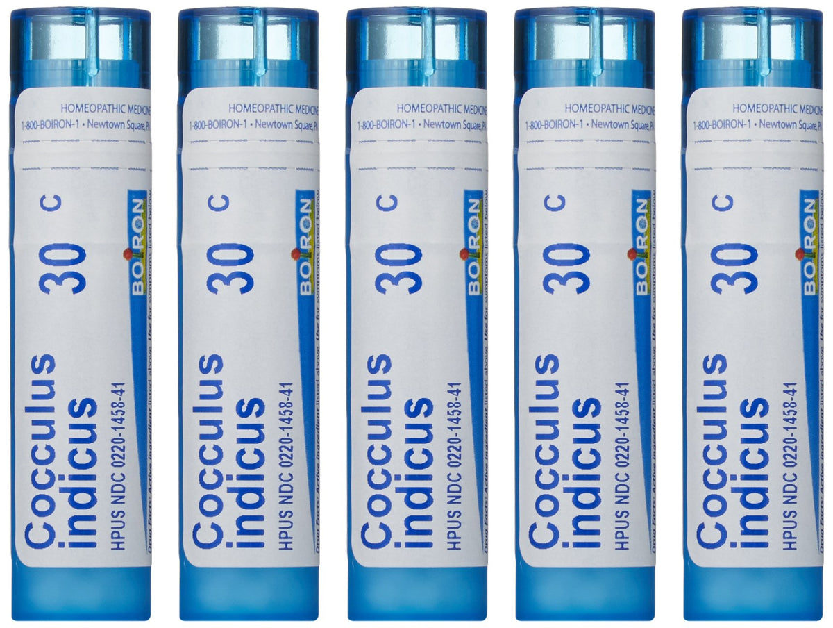 Boiron Cocculus Indicus 30C packaging supports travel-friendly motion relief.