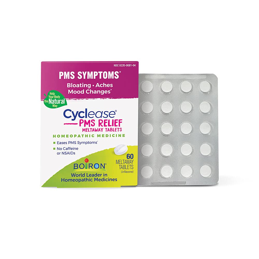 Boiron Cyclease PMS Relief tablets in blister pack for travel relief.