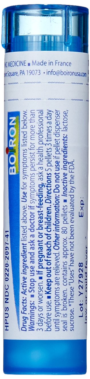 Ferrum Phosphoricum 30C pellets dissolving quickly for fever support.