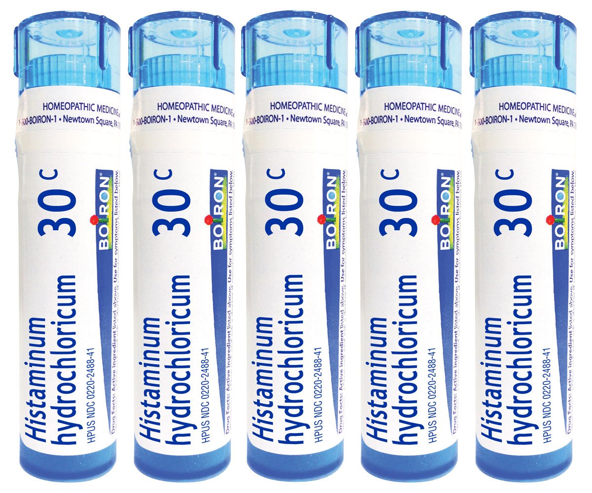 Boiron Histaminum Hydrochloricum 30C bottle for allergy relief on the go