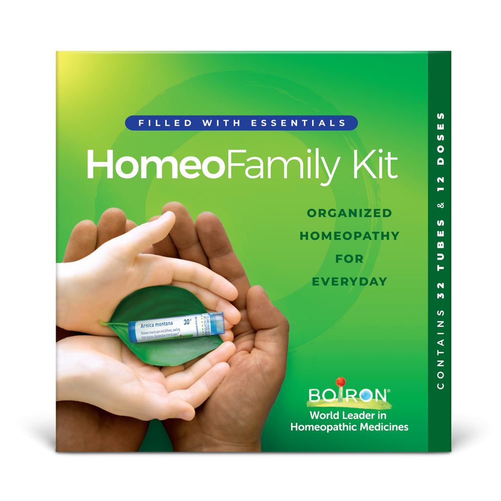 Boiron HomeoFamily kit storage case keeps family remedies organized and accessible.