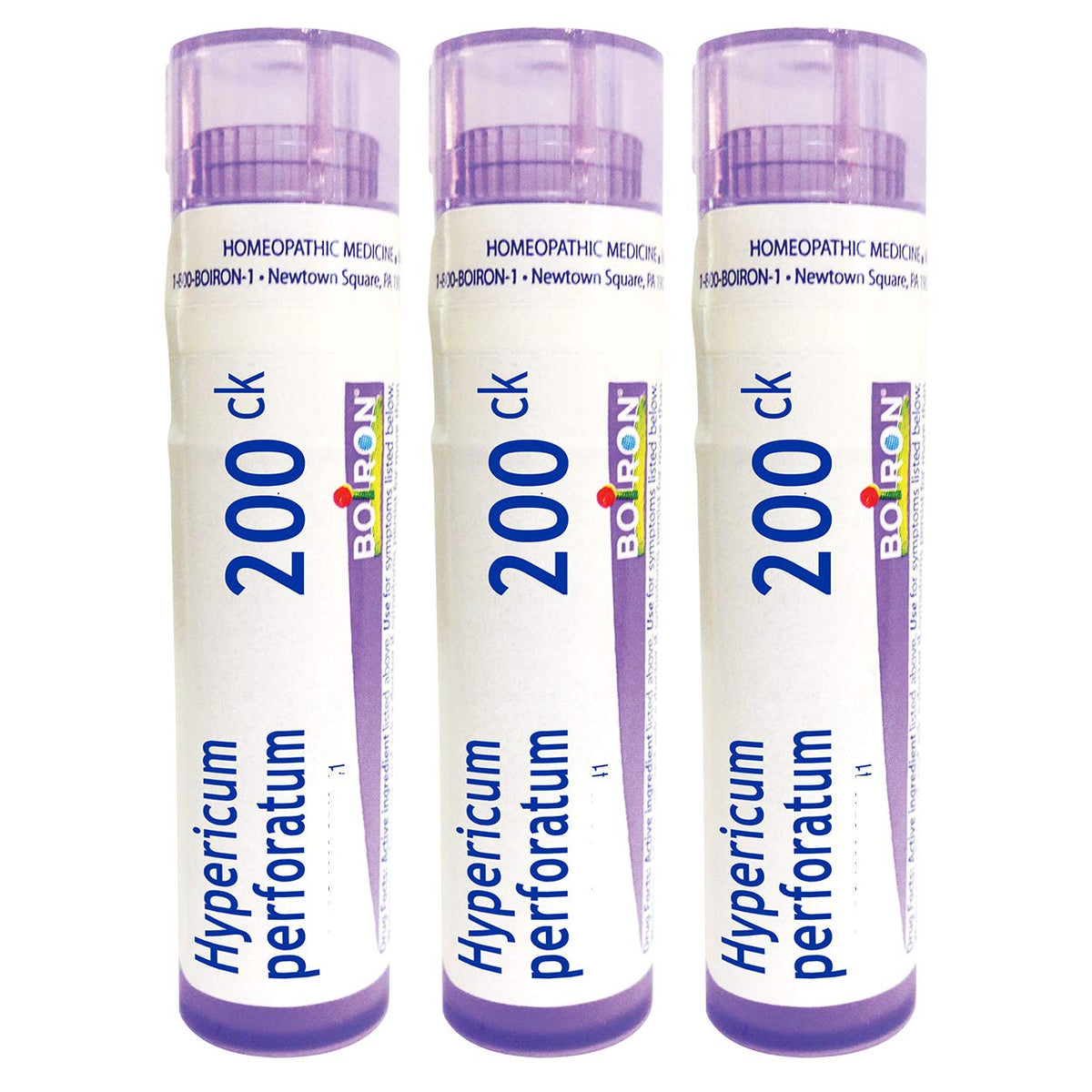 Boiron Hypericum perforatum 200CK tubes for convenient multi-dose dosing at home.