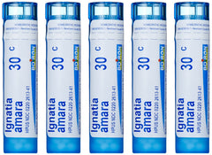 Boiron Ignatia Amara 30C bottle shown for at-home stress relief and easy dosing.
