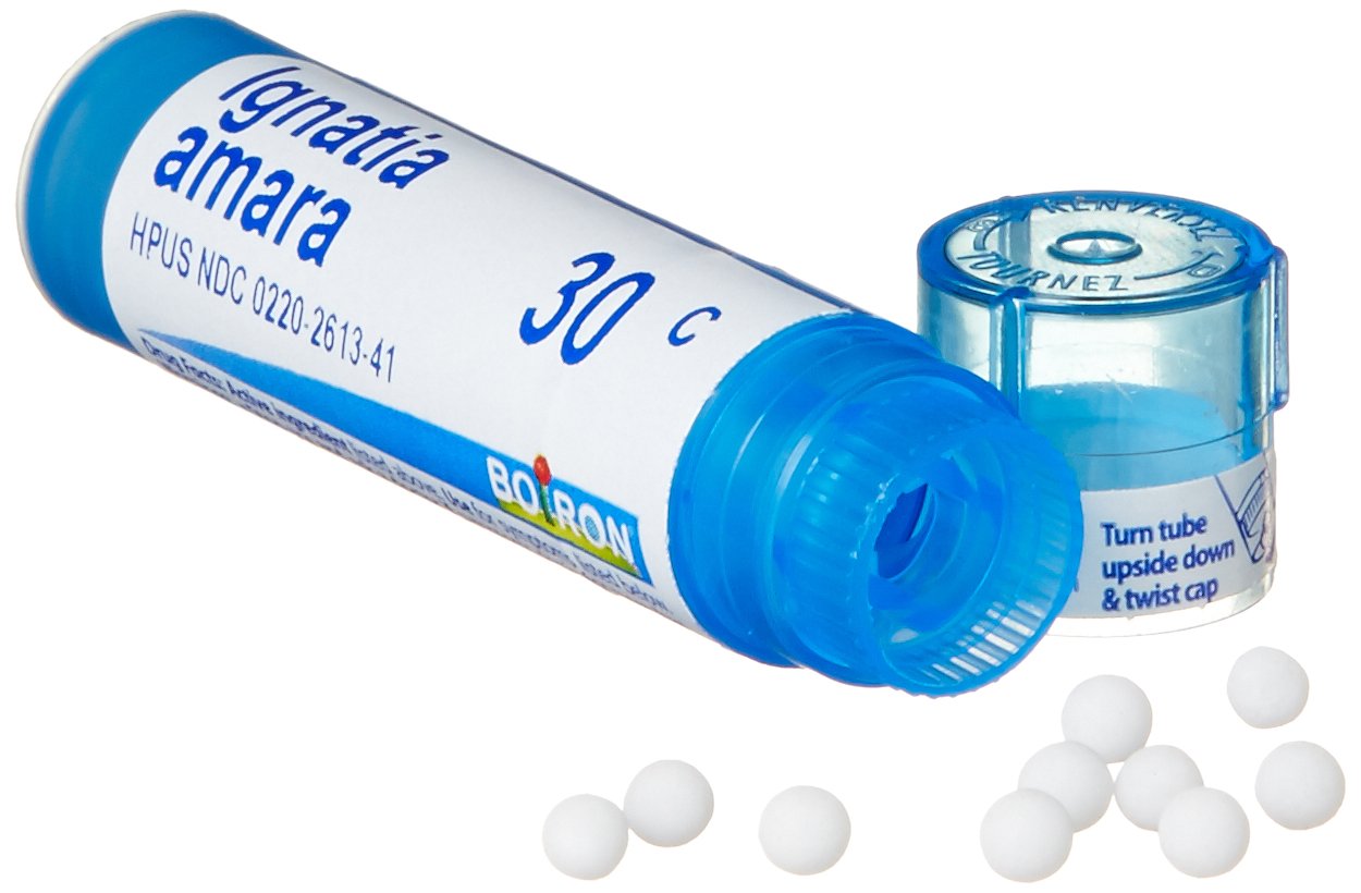 Boiron Ignatia Amara 30C packaging neatly displayed for calm, ready-to-use relief.