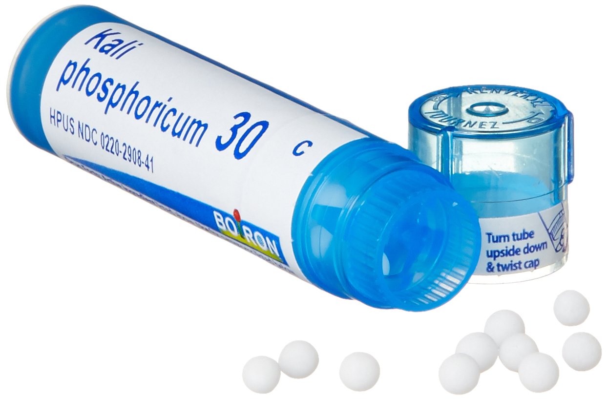 Pellets dissolving on the tongue, Boiron Kali Phosphoricum 30C as a gentle option