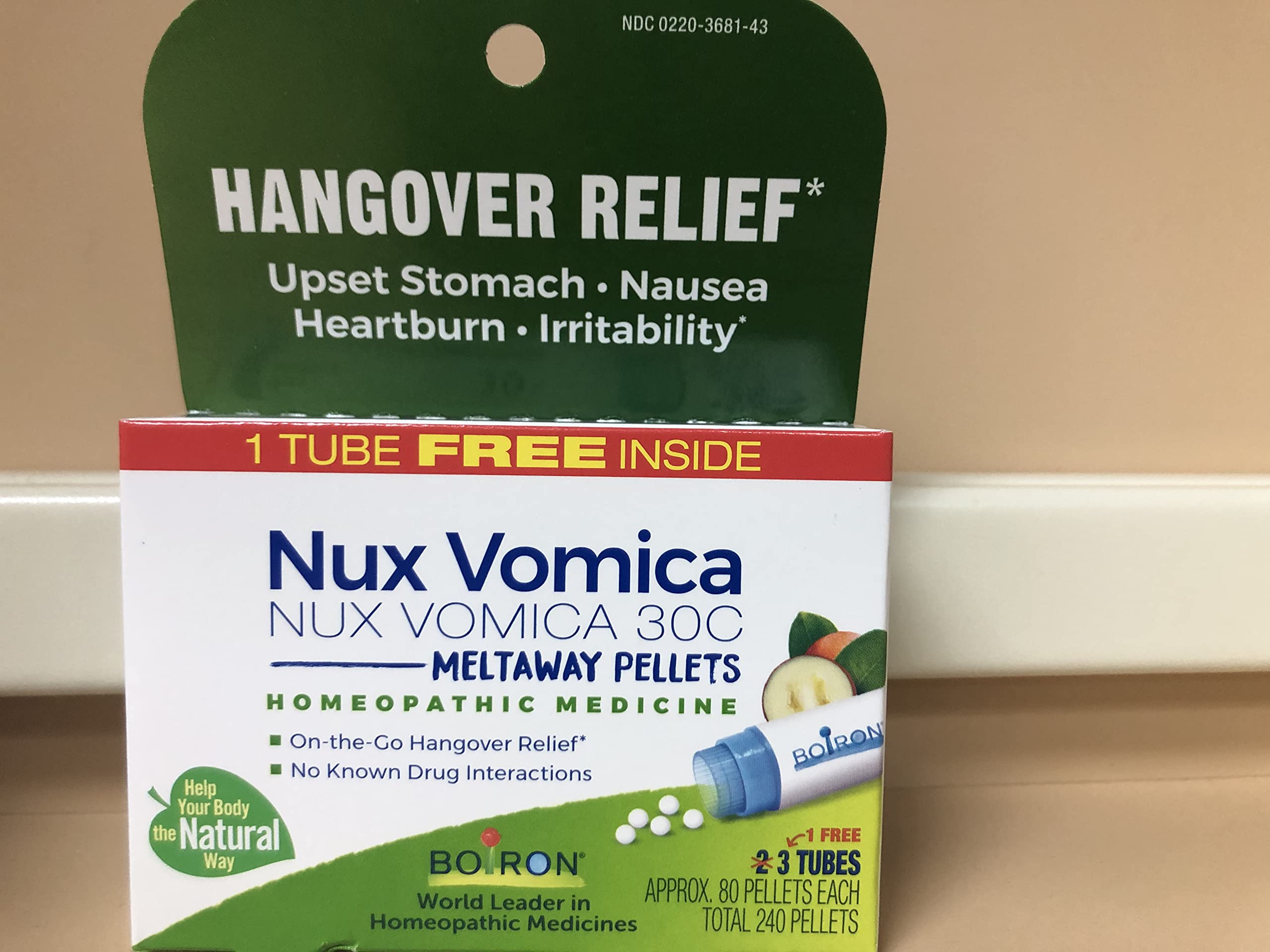 Boiron Nux Vomica 30C compact 3-pack with blue tubes for travel