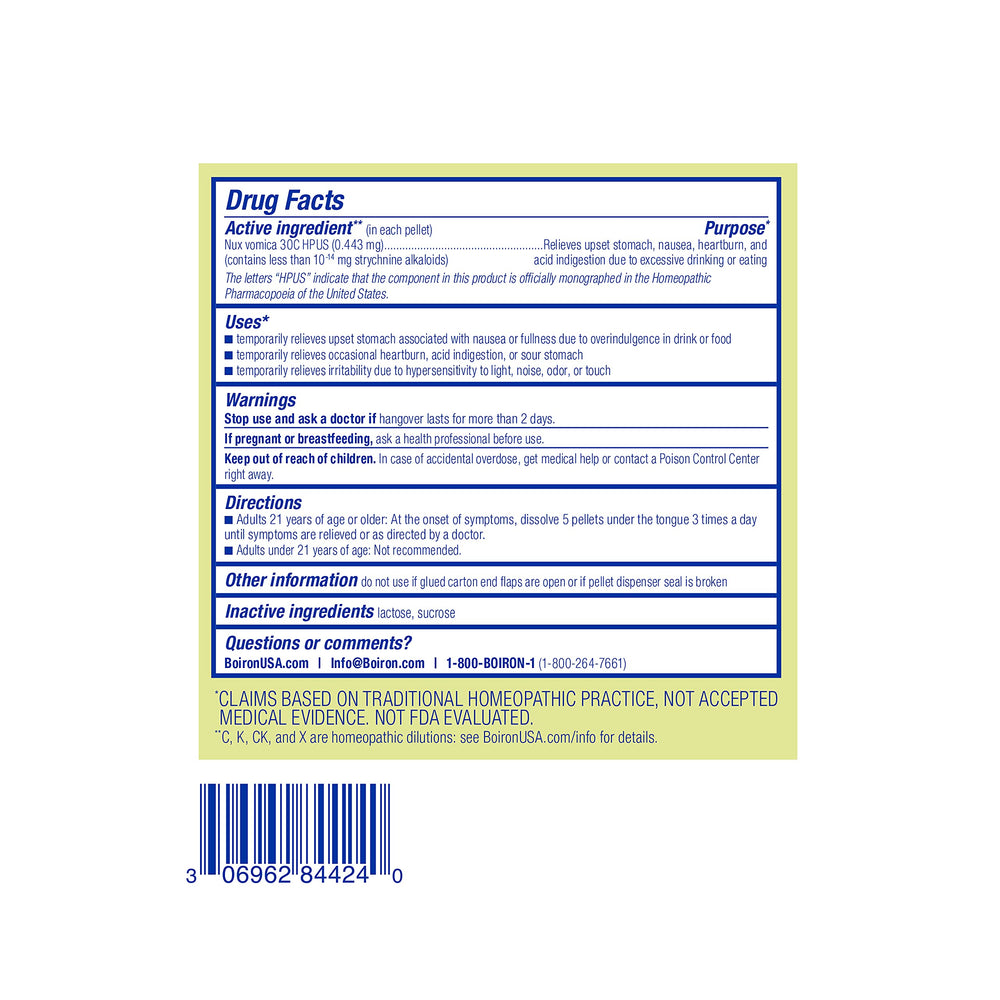Boiron Nux Vomica 30C natural substances in homeopathic medicine