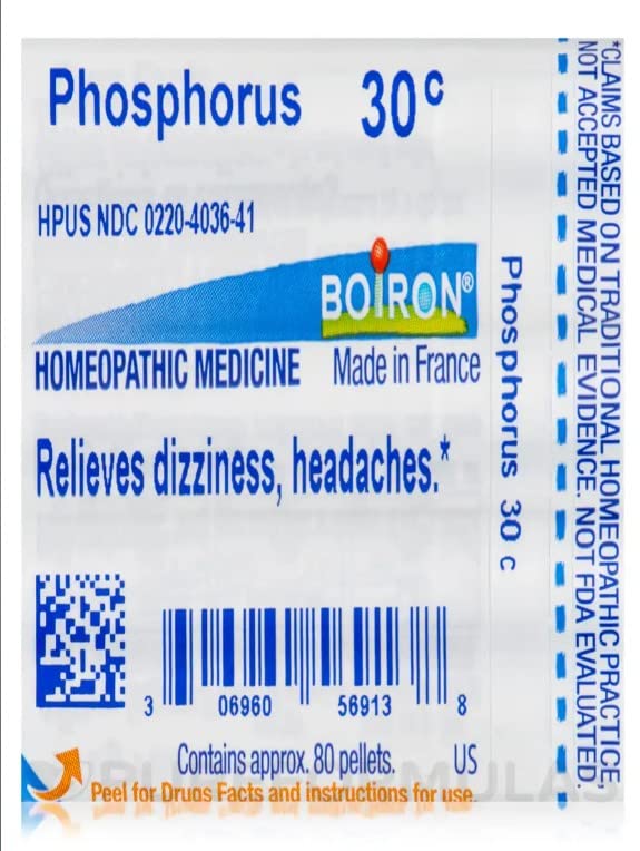 Boiron Phosphorus 30C pack of five tubes for family use.