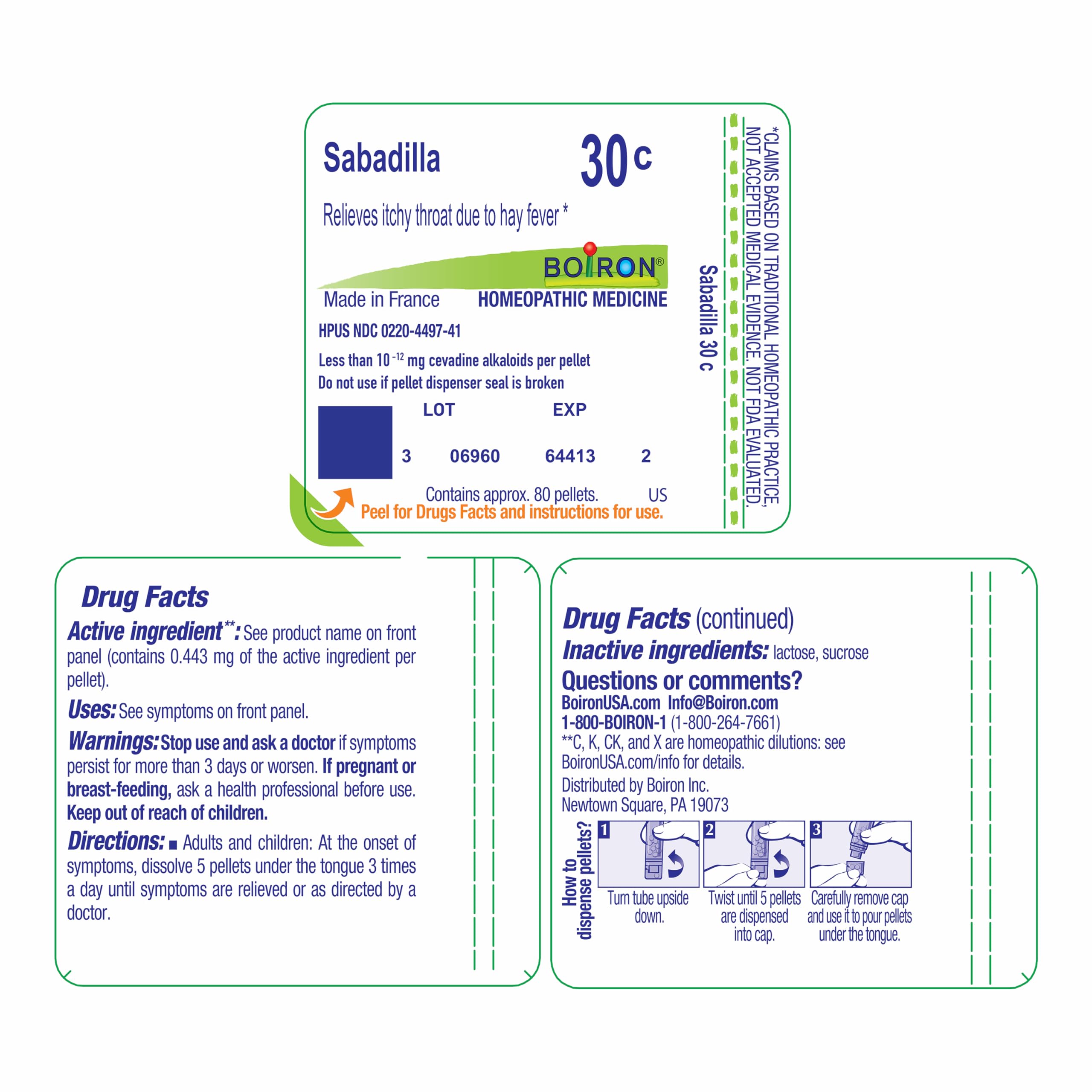 cGMP-compliant manufacturing badge on Boiron Sabadilla 30C.