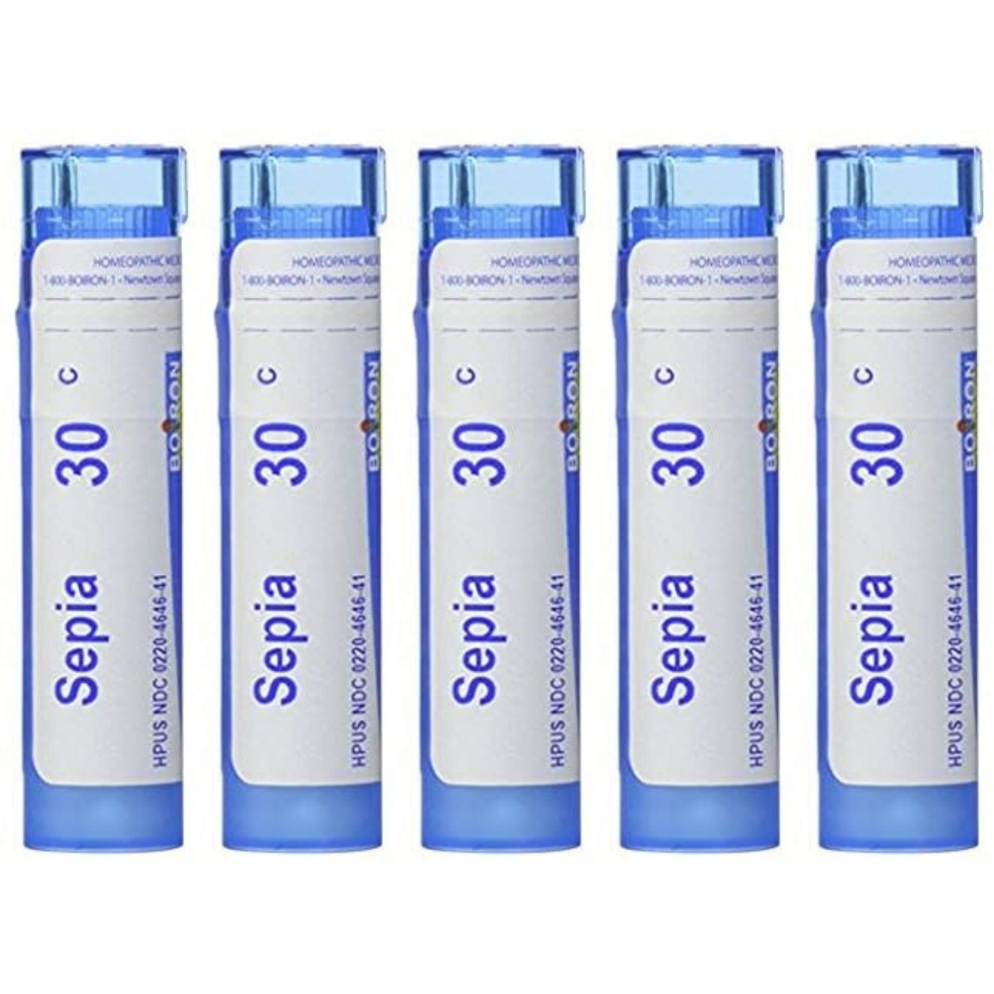 Boiron Sepia 30C bottle for natural mood balance support.