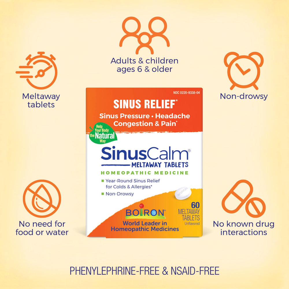 Boiron SinusCalm multidose tubes ready for home or travel use.