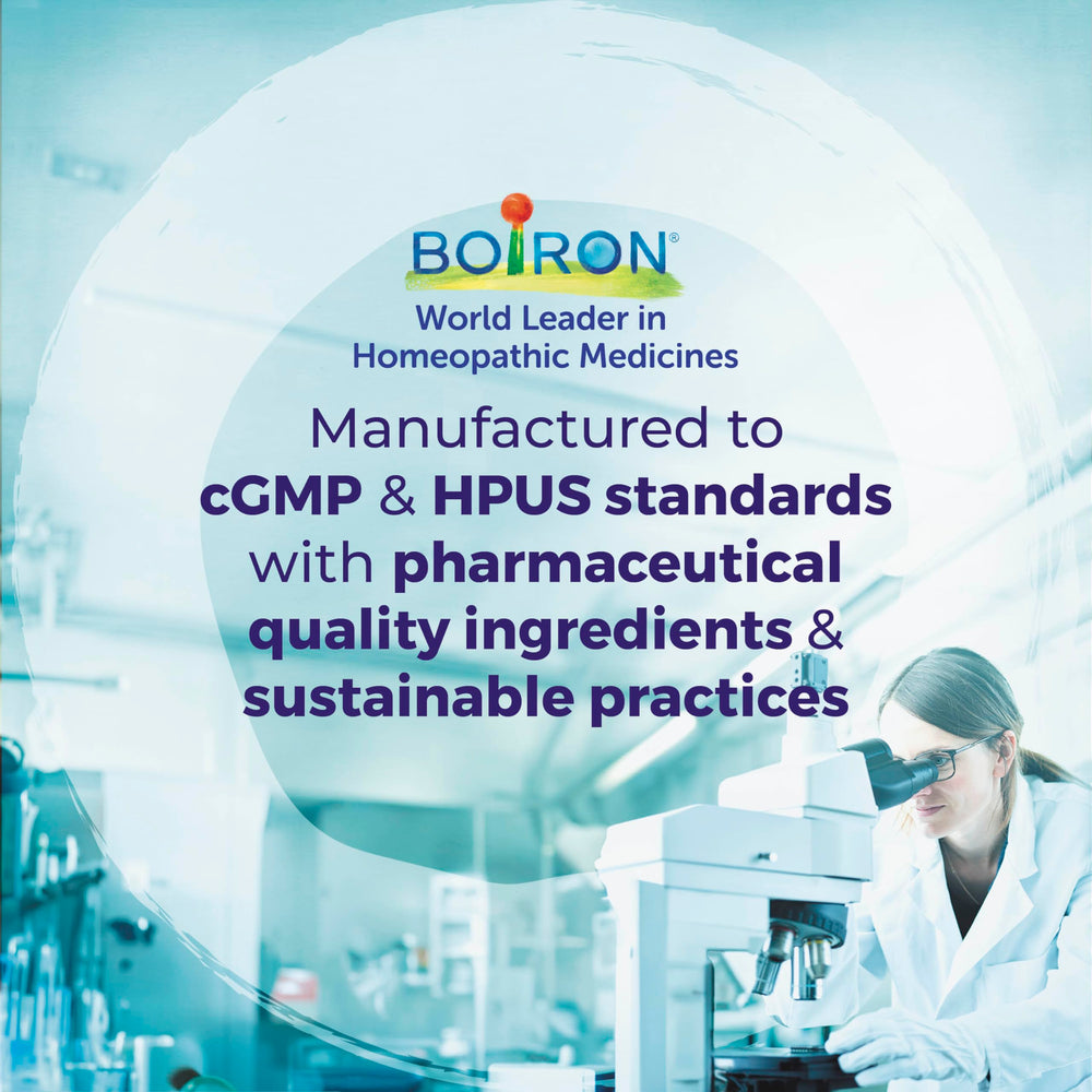 Closeup of Boiron SinusCalm pellets for quick, water-free administration.