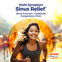 Boiron SinusCalm tablets dissolving under the tongue for fast relief.