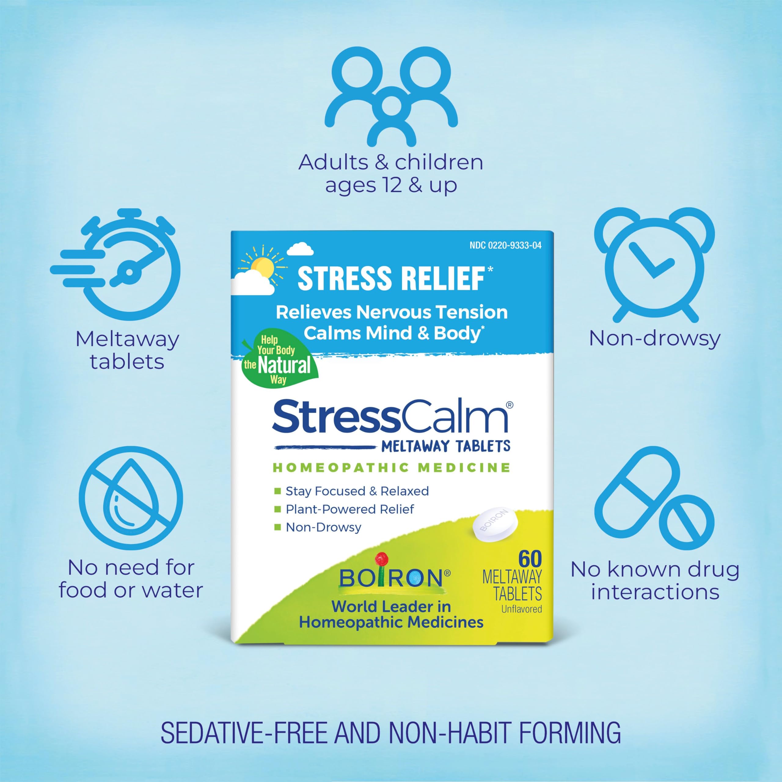 Blister pack of StressCalm tablets for convenient daily use.