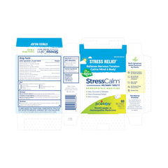 Box packaging showing StressCalm for discreet home or travel use.