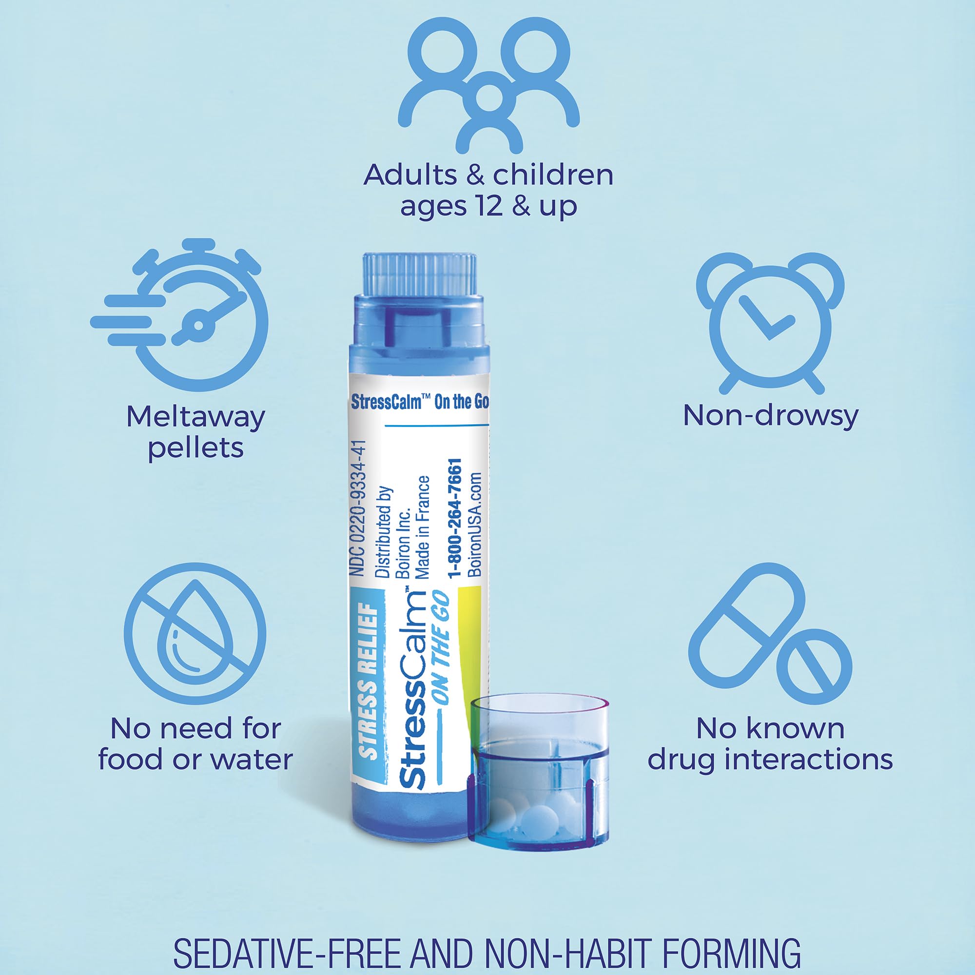Boiron StressCalm On The Go Peak10 Health Pen, quick-dispensing device.