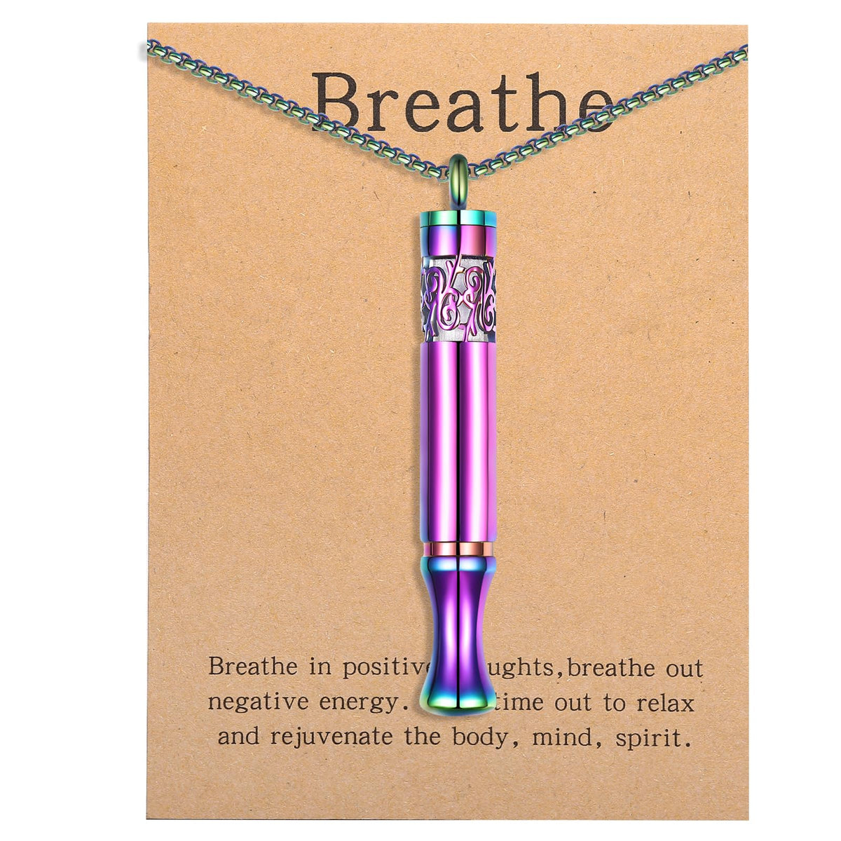 BOLAGTIER anxiety-relief pendant with rainbow finish for on-the-go mindfulness.
