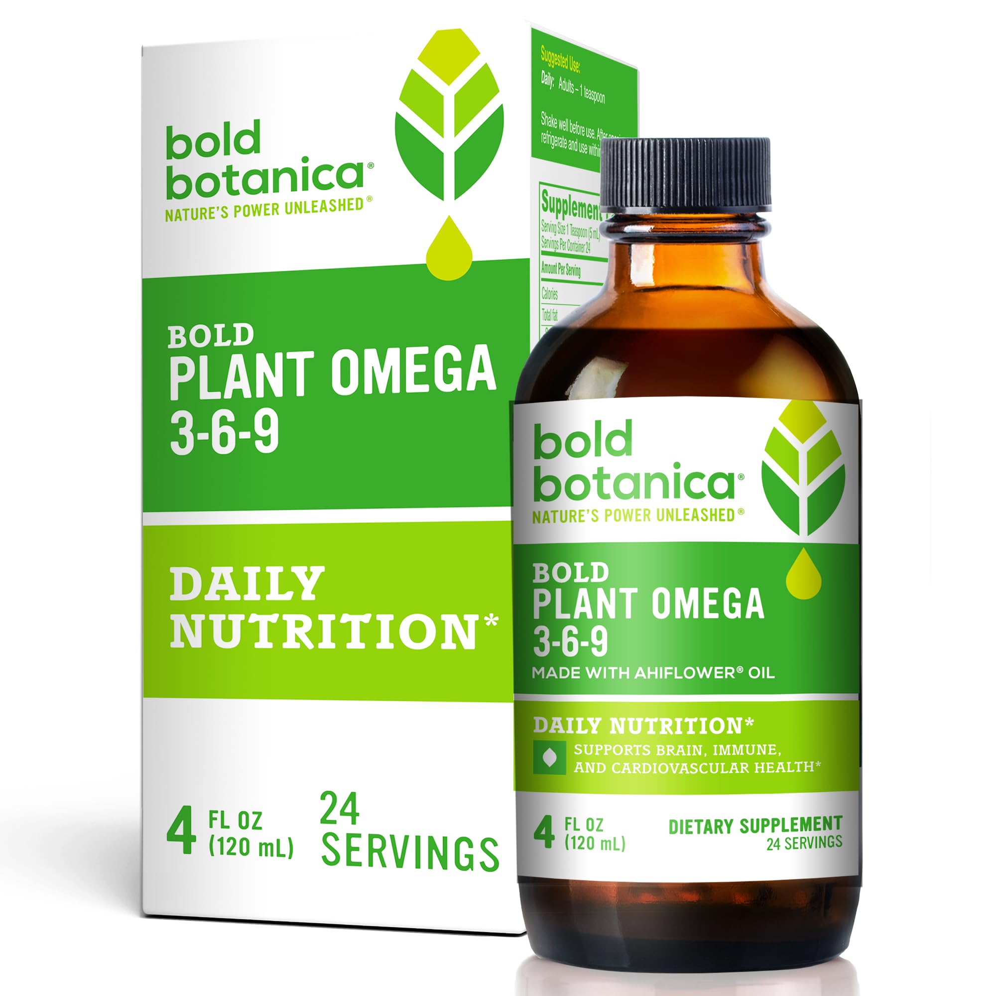 Bold Botanica Ahiflower oil bottle pour for easy daily omega boost