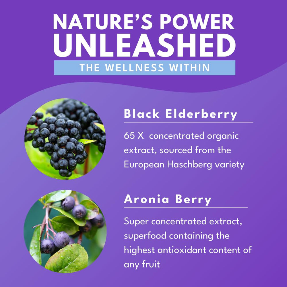 Bold Botanica Elderberry Elixir Aronia berry boosts antioxidant-rich composition.