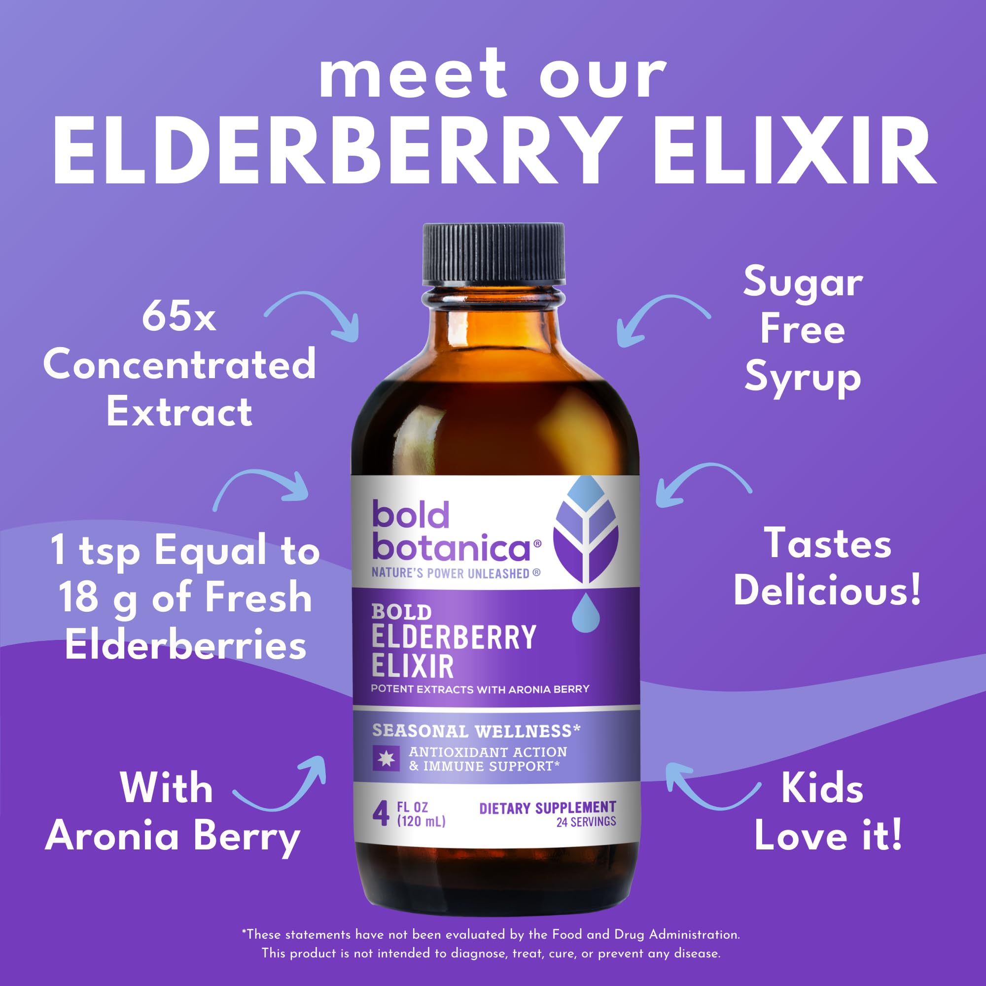 Bold Botanica Elderberry Elixir taste emphasizes keto-friendly, sugar-free berry flavor.