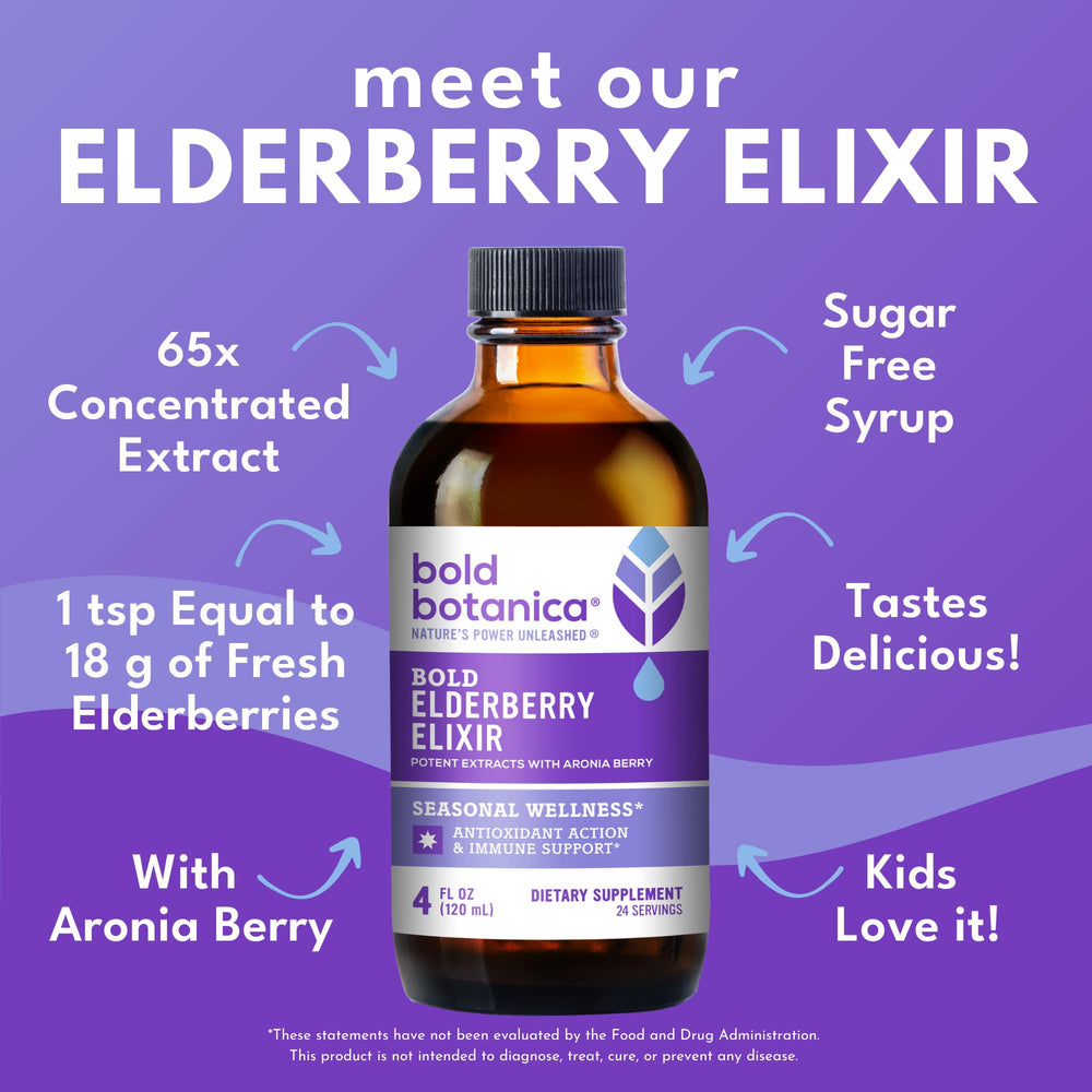 Bold Botanica Elderberry Elixir taste emphasizes keto-friendly, sugar-free berry flavor.