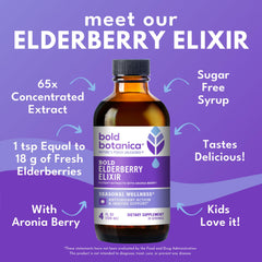 Bold Botanica Elderberry Elixir taste emphasizes keto-friendly, sugar-free berry flavor.