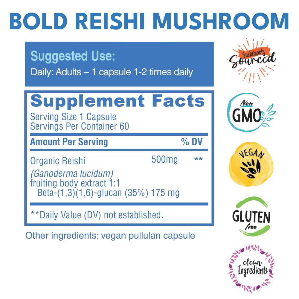 Bold Botanica Reishi capsules close-up of the pure fruiting body content.