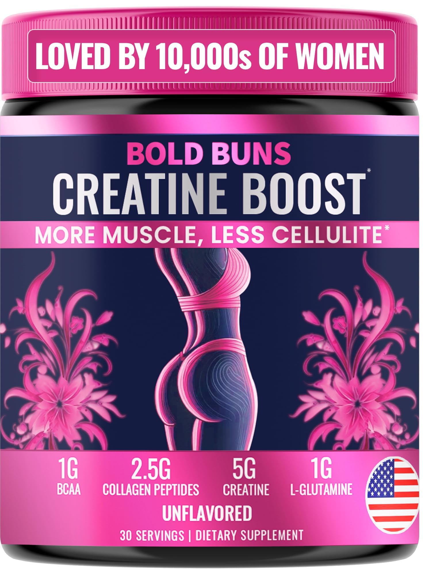 Bold Buns Creatine for Women powder being poured for booty-focused workouts