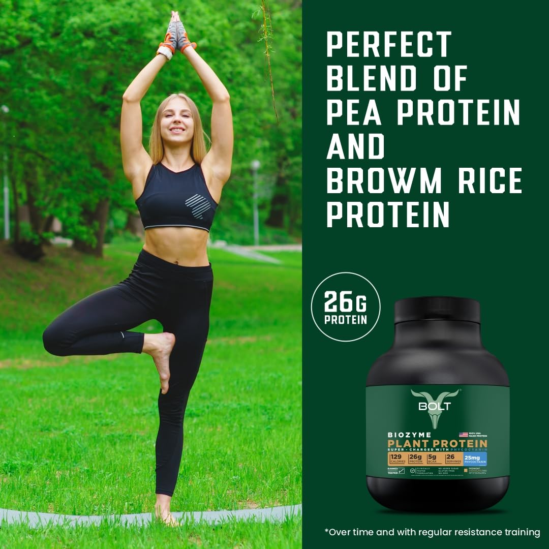 Bolt Nutrition Biozyme Plant Protein scoop emphasizes convenient daily protein intake
