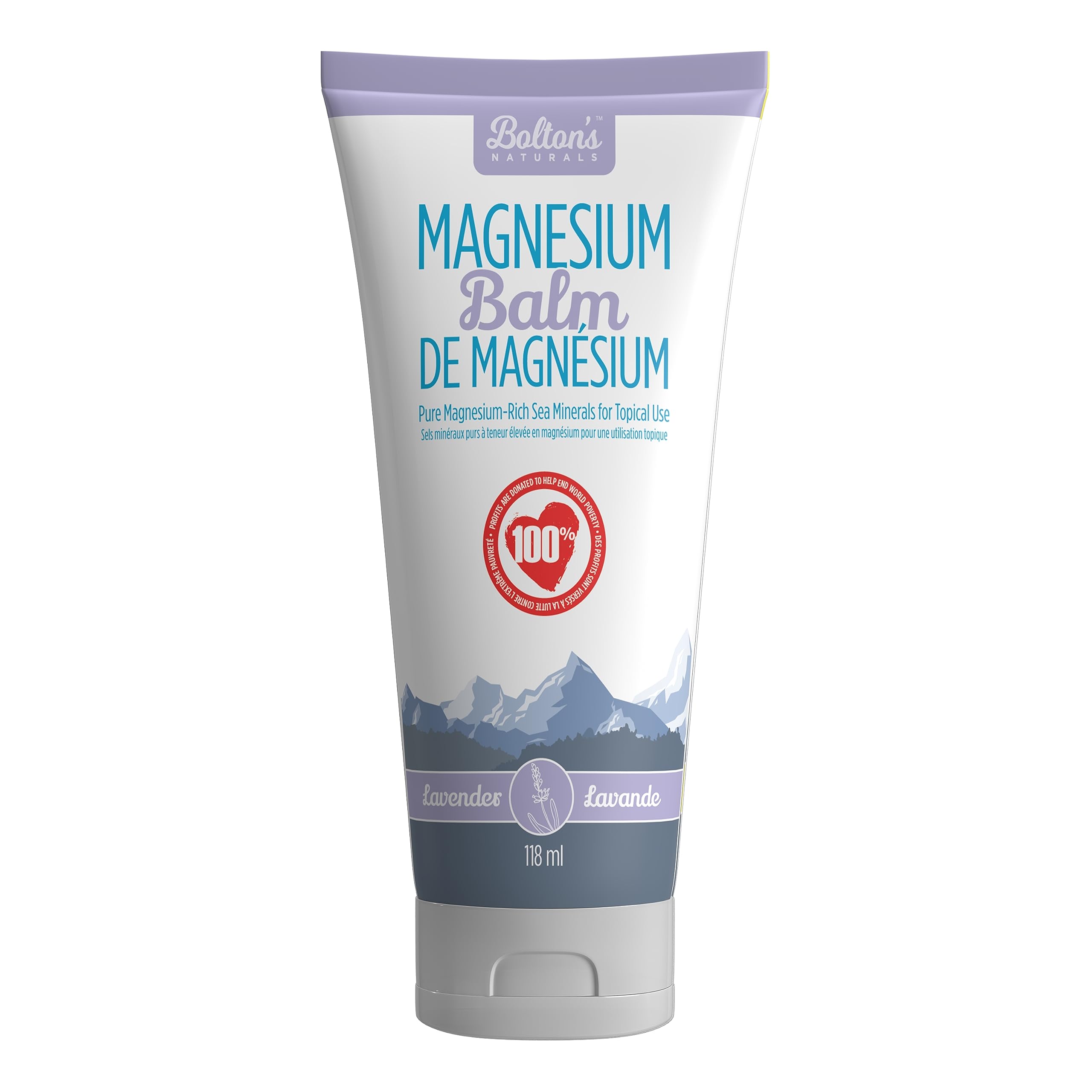 Bolton's Naturals Unscented Magnesium Chloride Balm tube closeup highlighting creamy texture for easy application